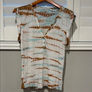 Young Fabulous & Broke Brown and Blue Tie-Dye Blouse